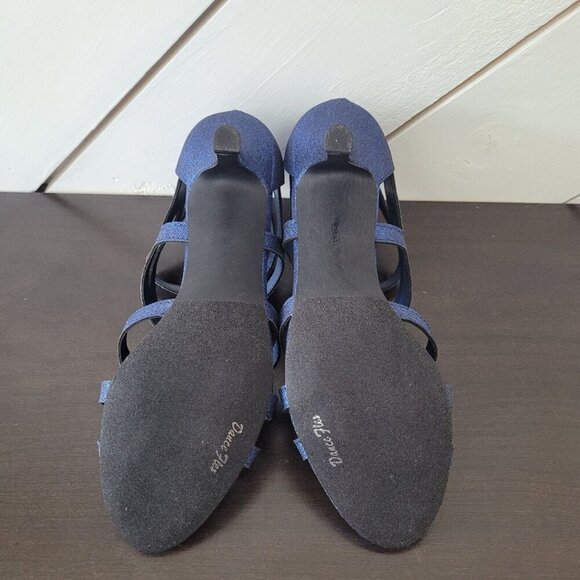 NEW Easy Street Flattery Women's 9 Navy Glitter Strappy Heels - Picture 8 of 11